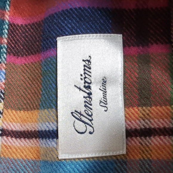 Stenströms Madras Plaid Slimline Button Down Shirt Size XL In Multicolor - Picture 4 of 10